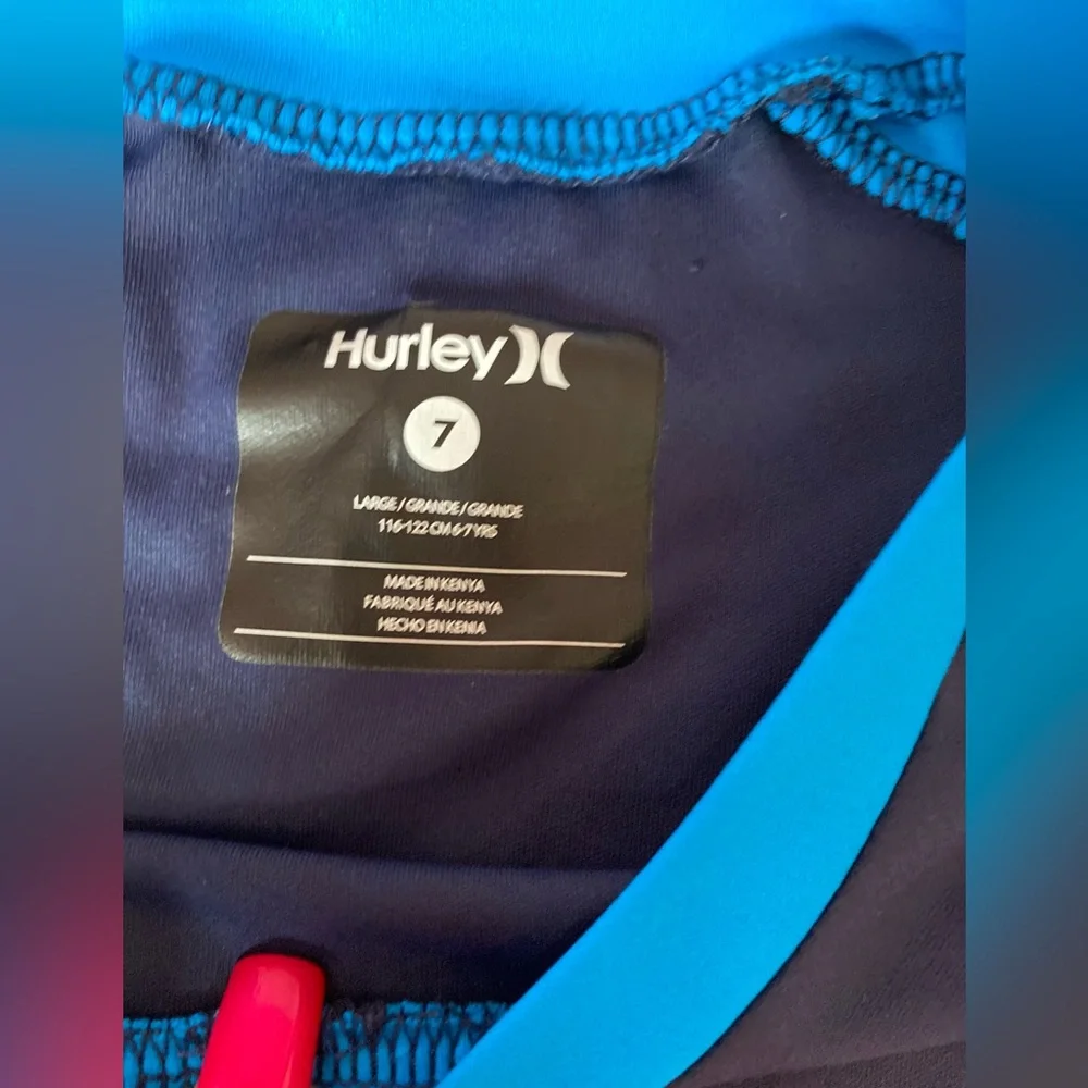 🛑SOLD🛑SOLD🛑Hurley Navy and Aqua Graphic Tee and Shorts 2 piece Swim Set, Size 7 - Picture 6 of 6